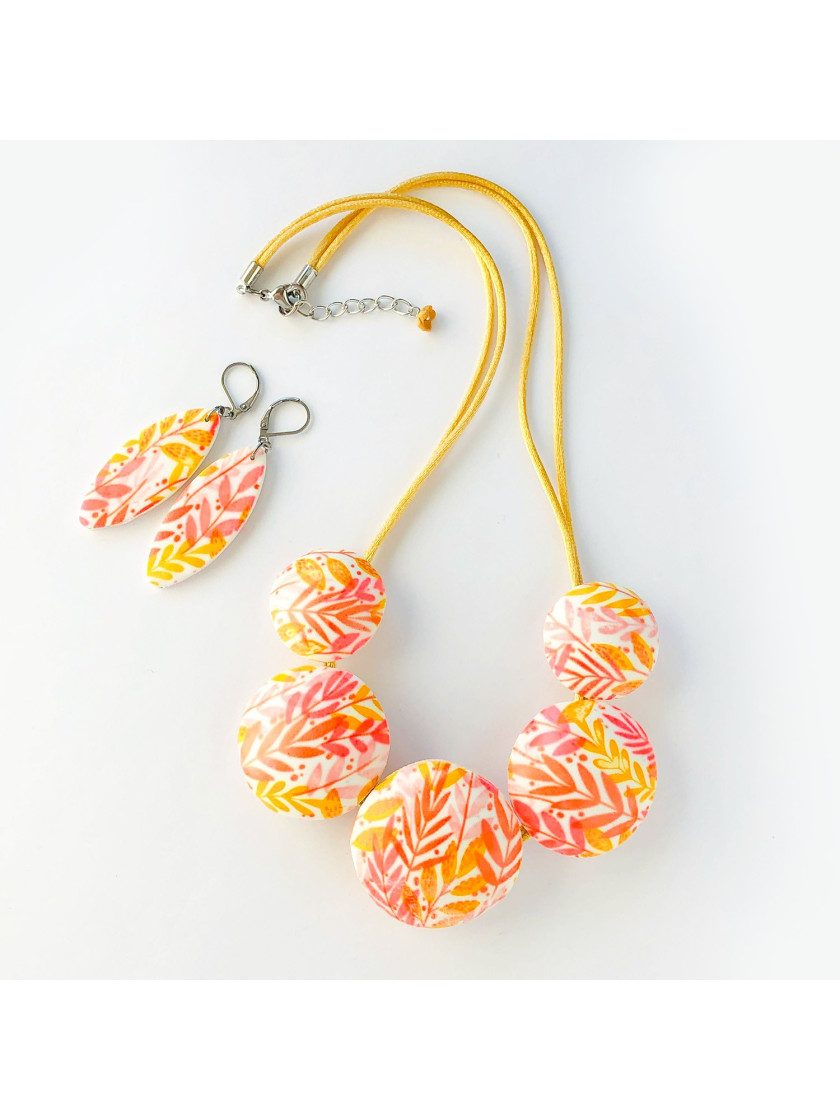 Polymer bright orange necklace