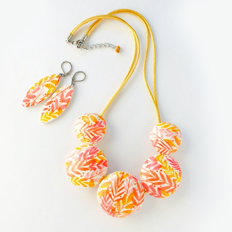 Polymer bright orange necklace