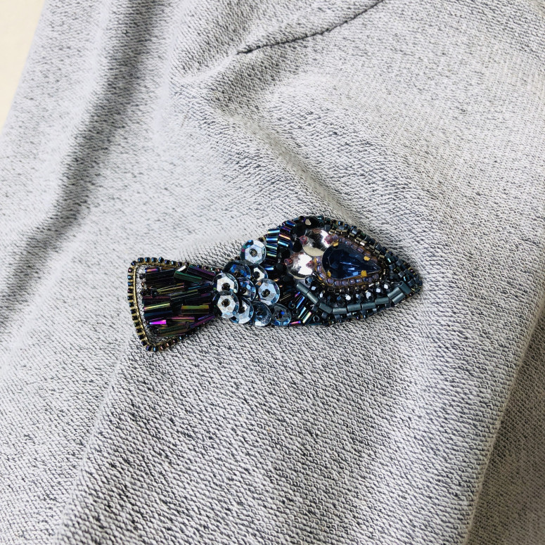 Dark blue fish brooch