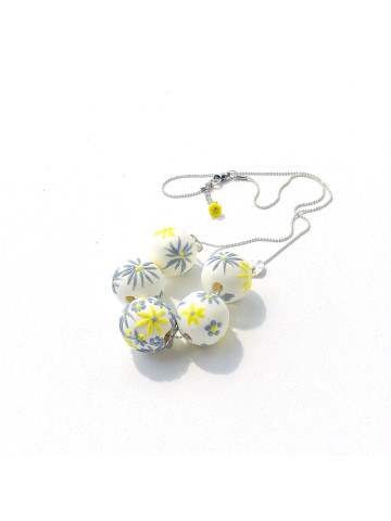 White necklace with polymer beads