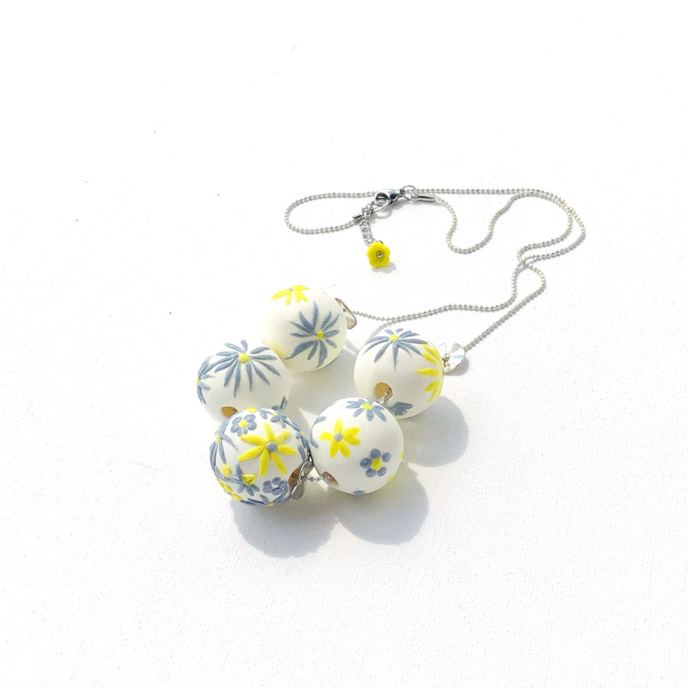 White polymer clay necklace