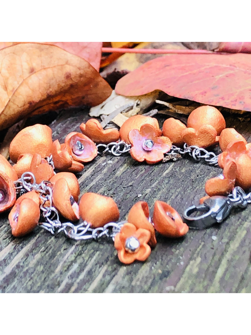 Orange polymer clay bracelet