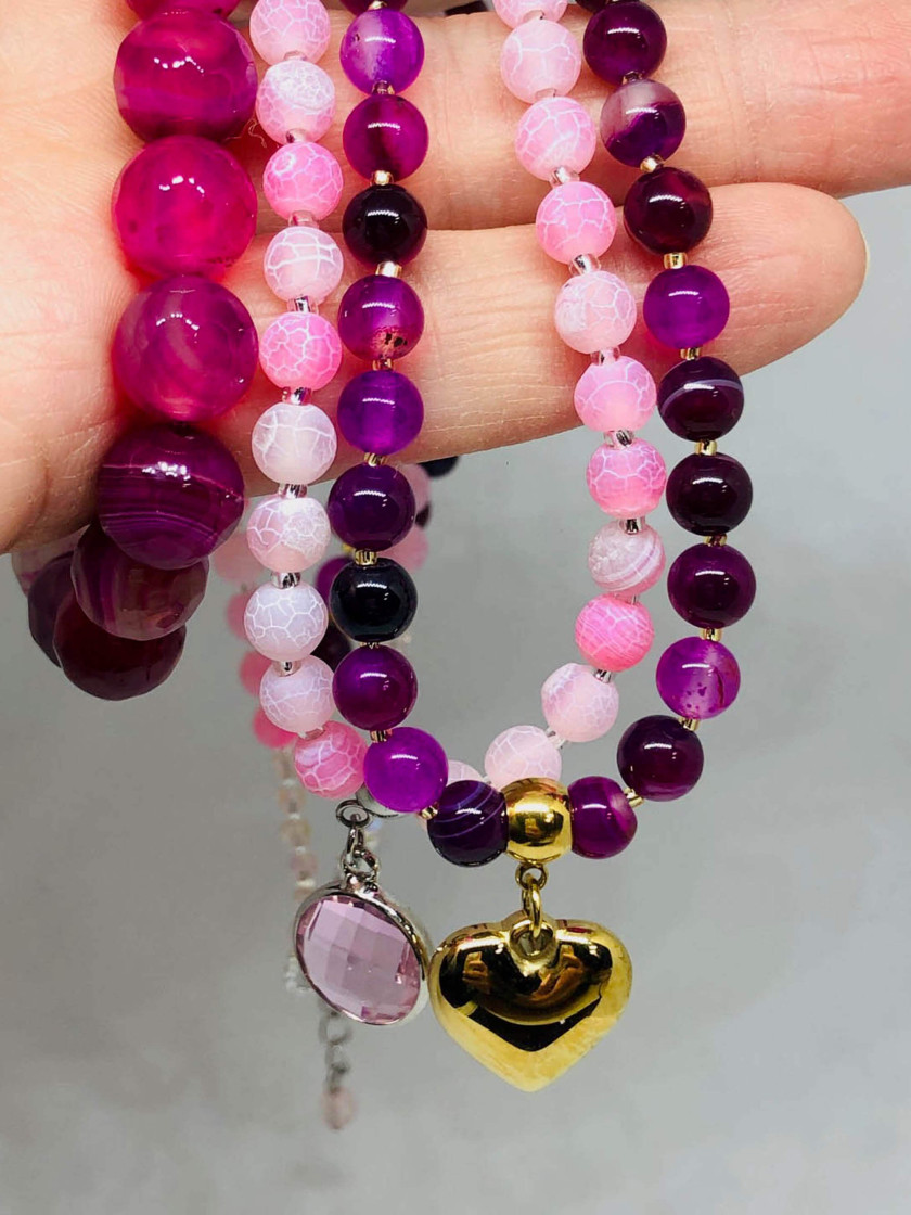 Pink necklace with stones