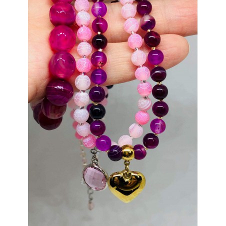 Pink necklace with stones