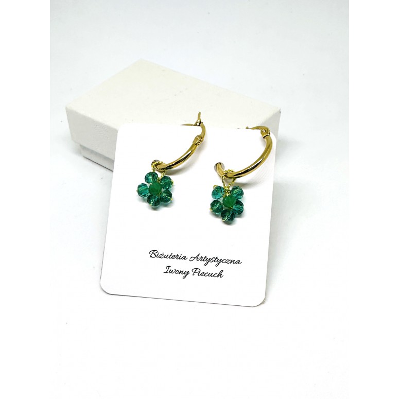 Earrings green flower