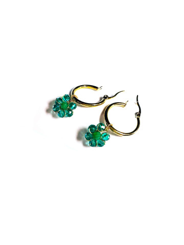 Earrings green flower