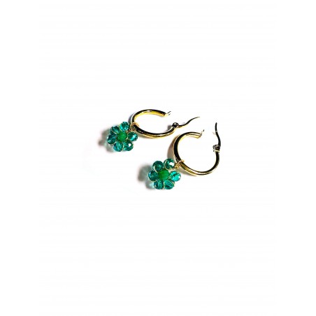 Earrings green flower