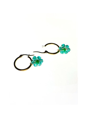 Earrings green flower 2