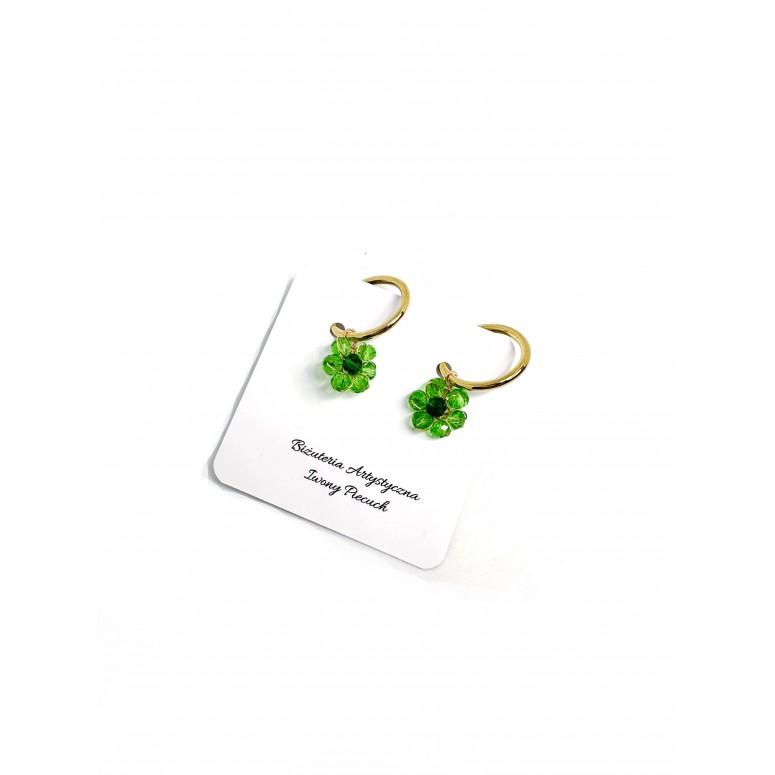 Earrings green flower