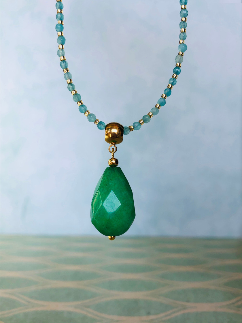 Pink necklace with stone pendant