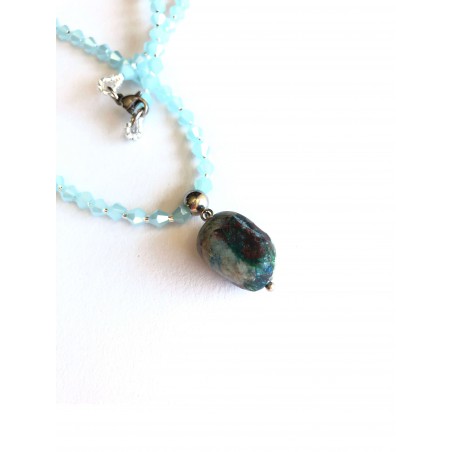 Pink necklace with stone pendant