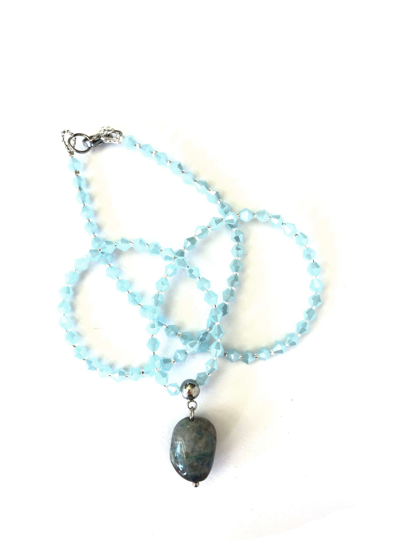 Pink necklace with stone pendant