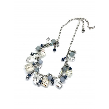 Necklace withglass beads in blue color. You must check it out.