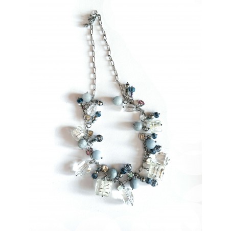 Necklace withglass beads in blue color. You must check it out.