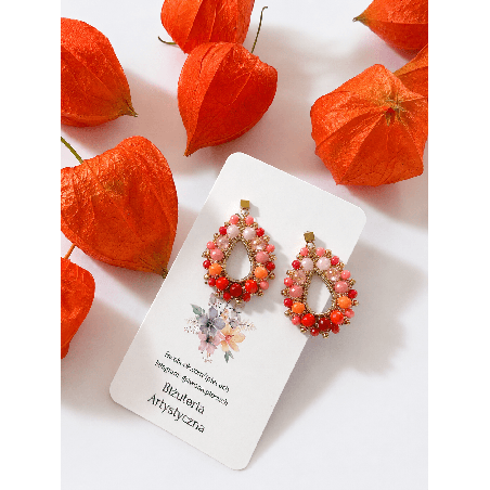 Kolczyki handmade różowo-czerwone 2,5 cm | Biżuteria Artystyczna