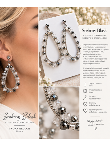Srebrny Blask – kolczyki z kryształków handmade | Iwona Piecuch 2