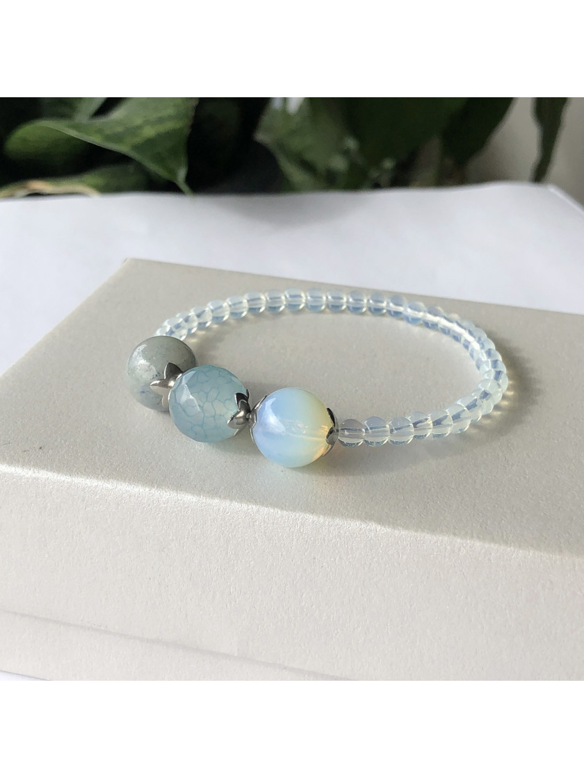 Bransoletka opal z agatem i jadeitem