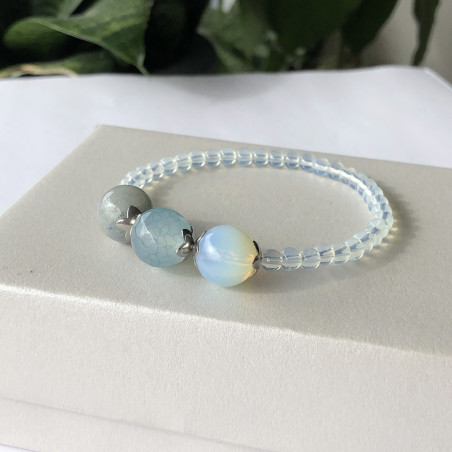 Bransoletka opal z agatem i jadeitem
